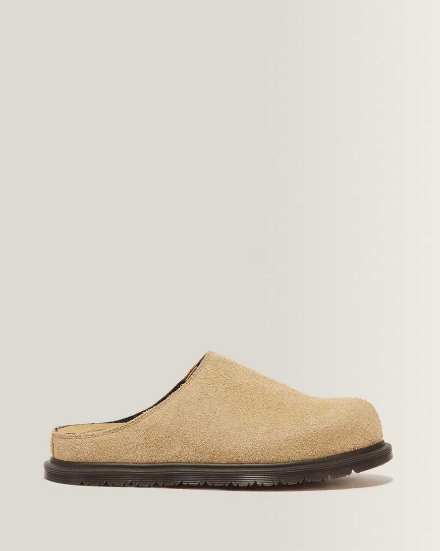 Dr. Martens San Hairy Wildleder Mules in Bräunen, Größe: 40