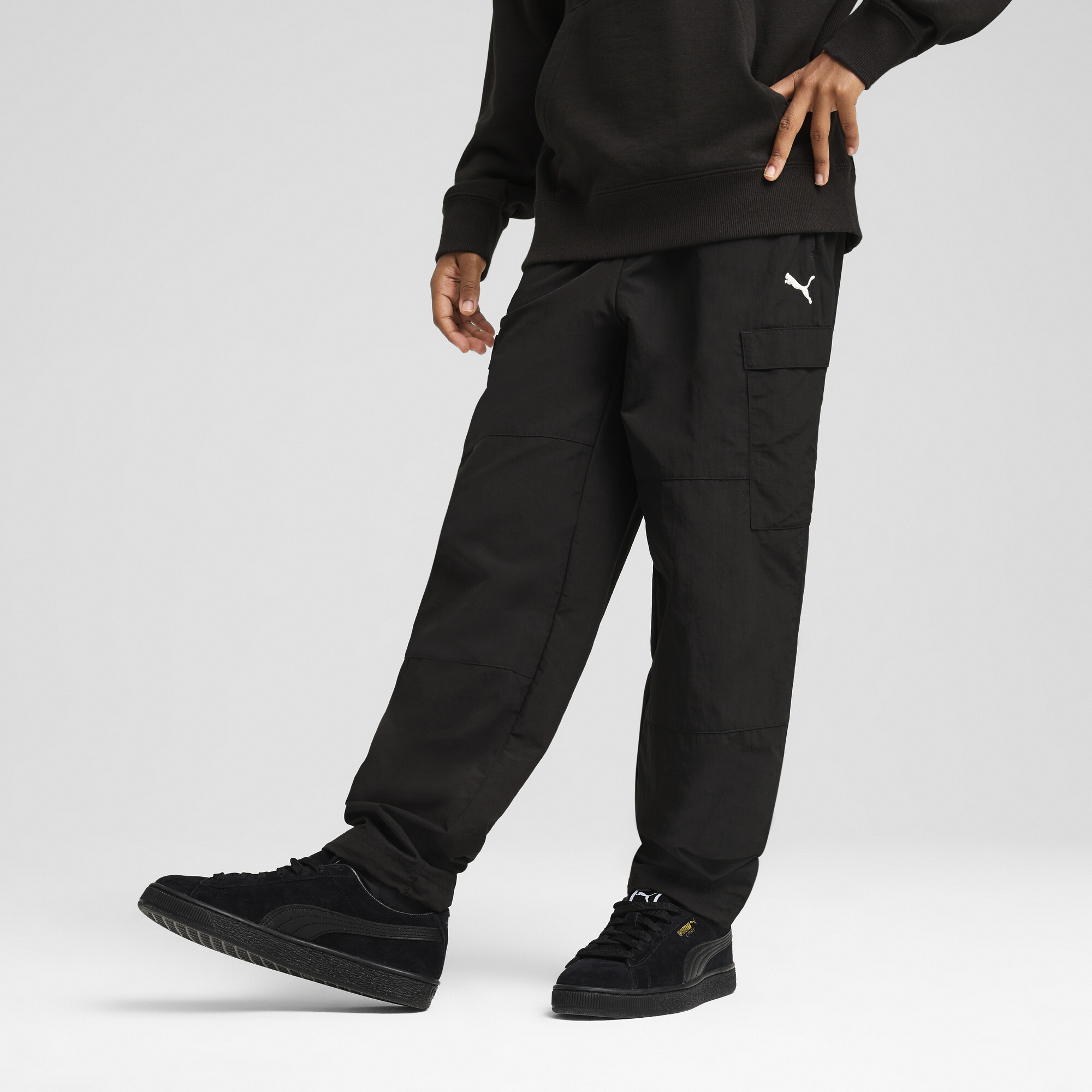 PUMA WARDROBE ESS Relaxed Gewebte Cargohose Teenager, Kleidung, Schwarz, 7-8Y