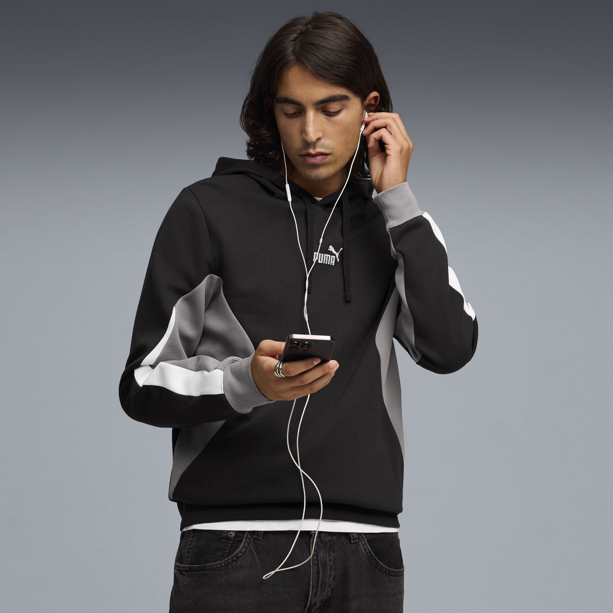 PUMA Essentials Colourblock Hoodie Herren, Kleidung, Schwarz, S