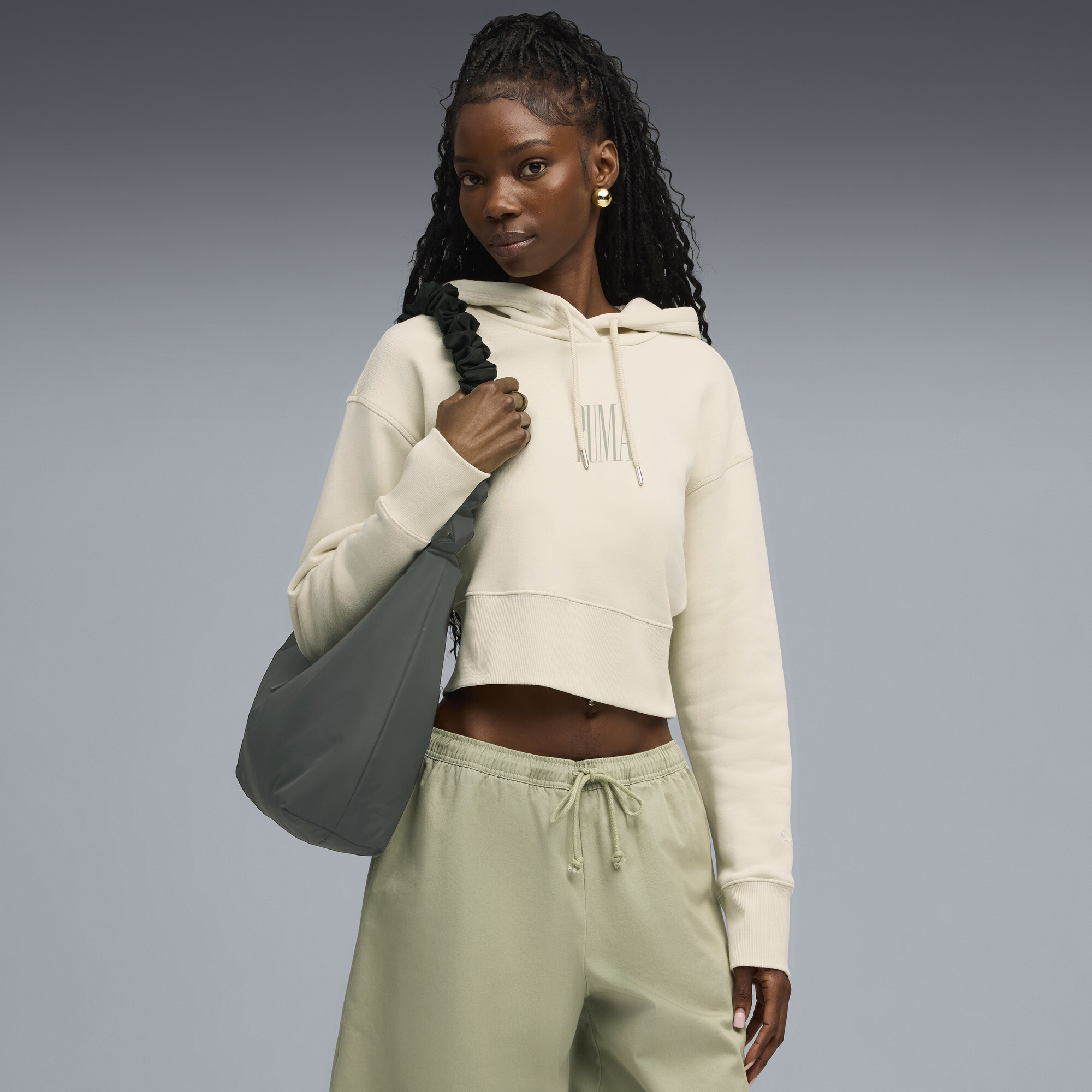 PUMA Premium Essentials Relaxed Graphic Hoodie Damen, Kleidung, Weiß, L