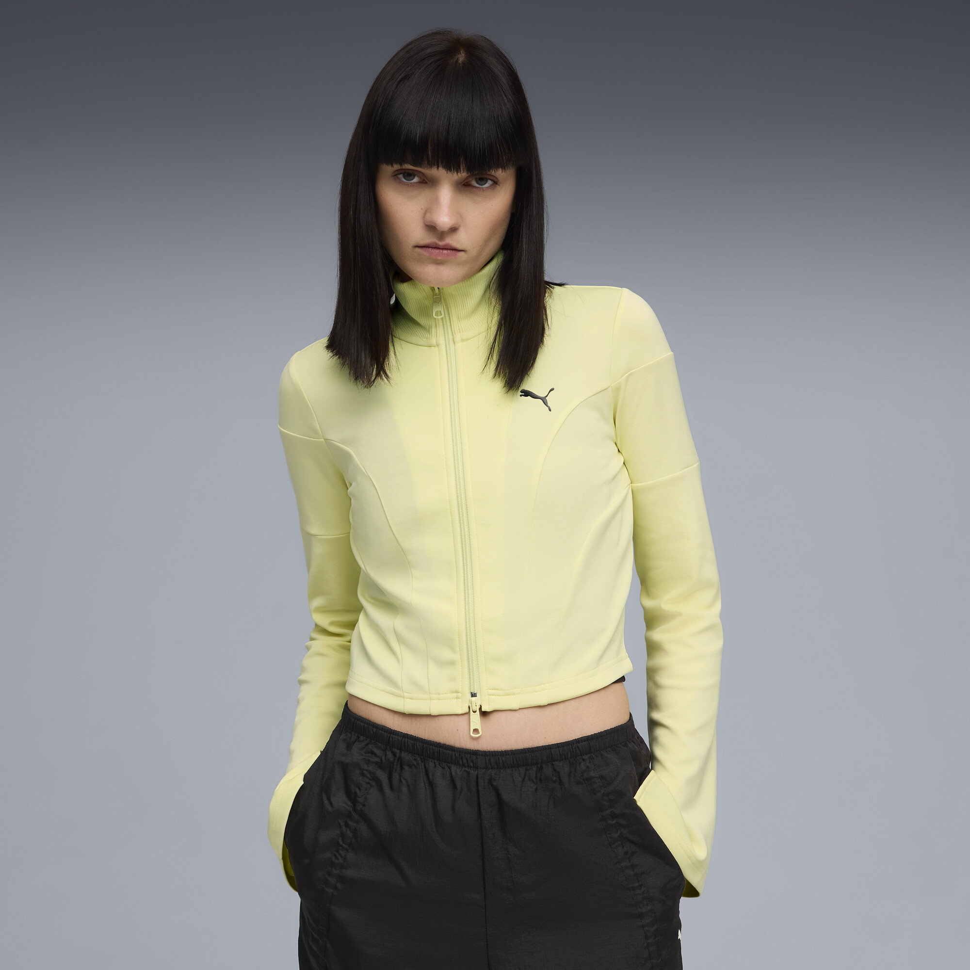 PUMA DARE TO Slim Cropped Trainingsjacke Damen, Kleidung, Gelb, XL