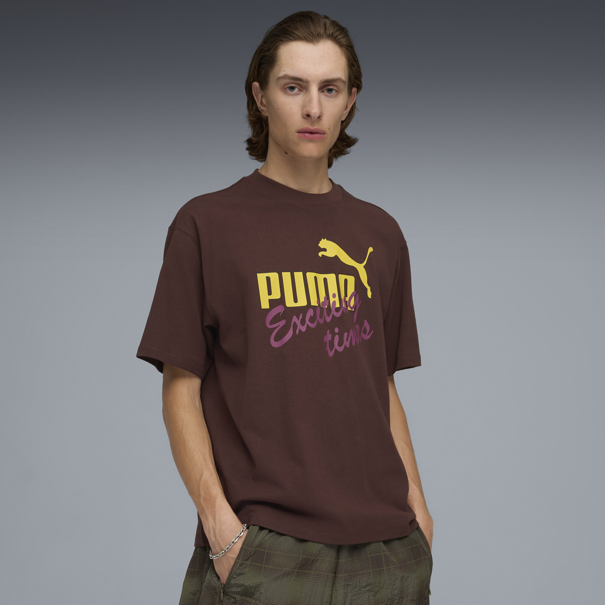 PUMA House of Graphics Casual T-Shirt Herren, Kleidung, Braun, S