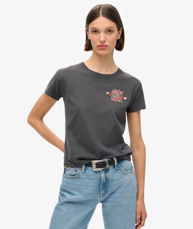 Superdry Damen Kurzärmeliges Gewebtes Top mit Halbknopfleiste Blue - Größe: 40