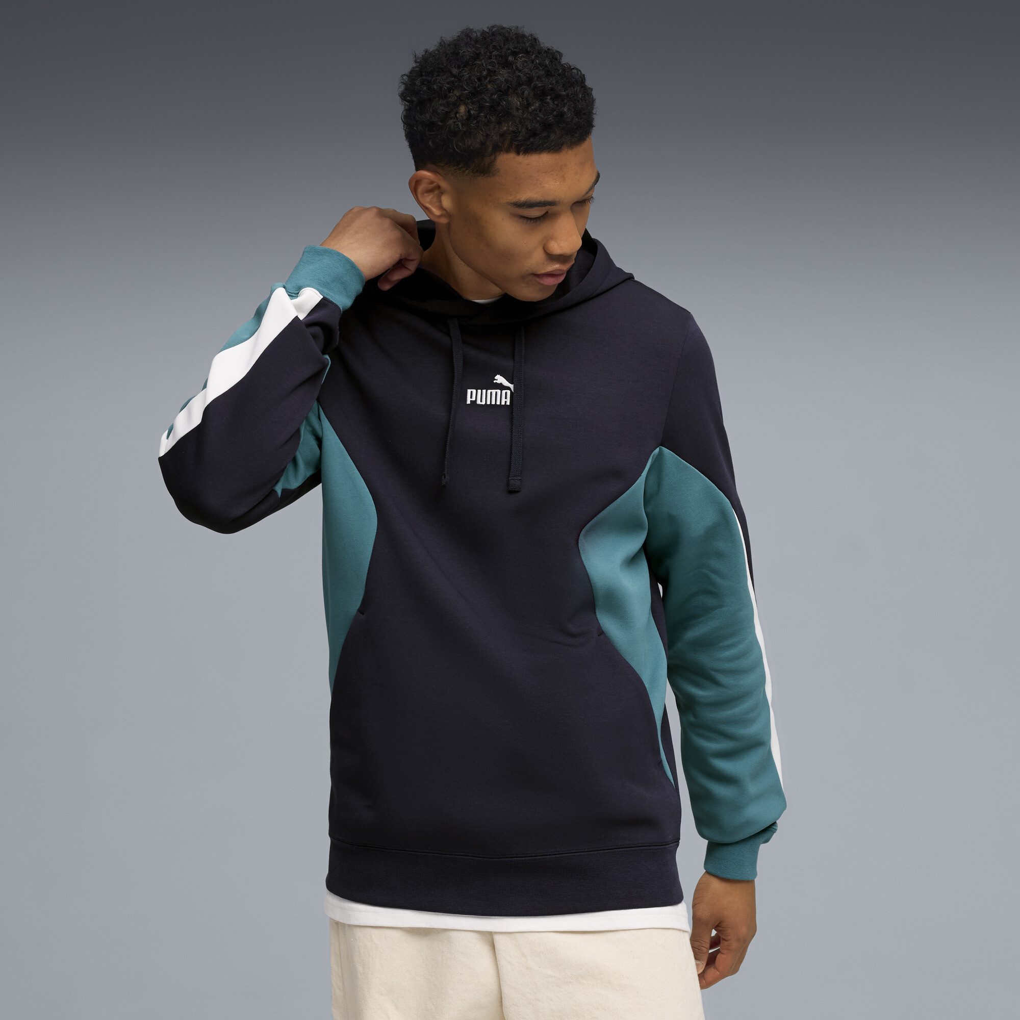 PUMA Essentials Colourblock Hoodie Herren, Kleidung, Blau, XS