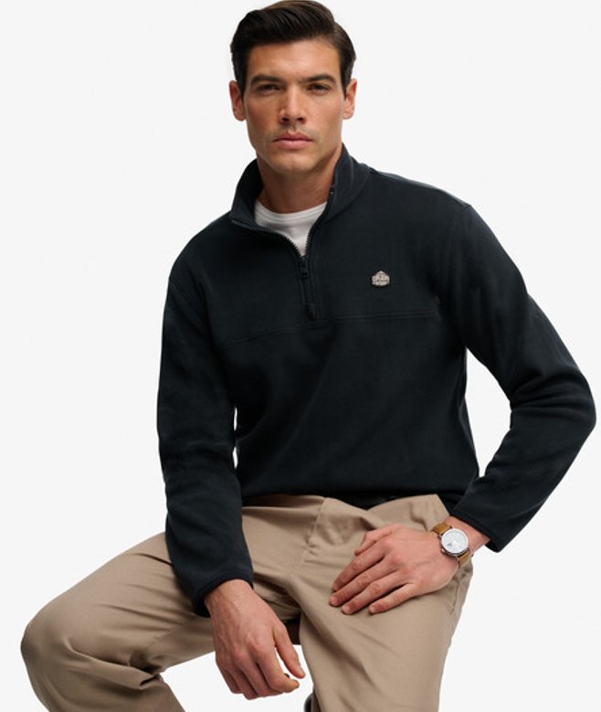 Superdry Herren Expedition Fleece Pullover mit Halbreißverschluss Navy - Größe: L