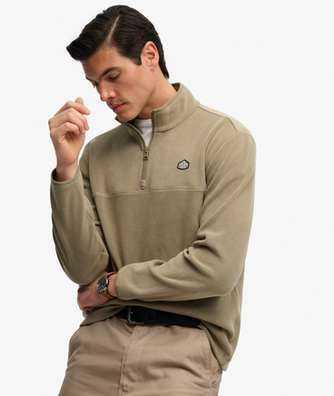 Superdry Herren Expedition Fleece Pullover mit Halbreißverschluss Silver - Größe: XL