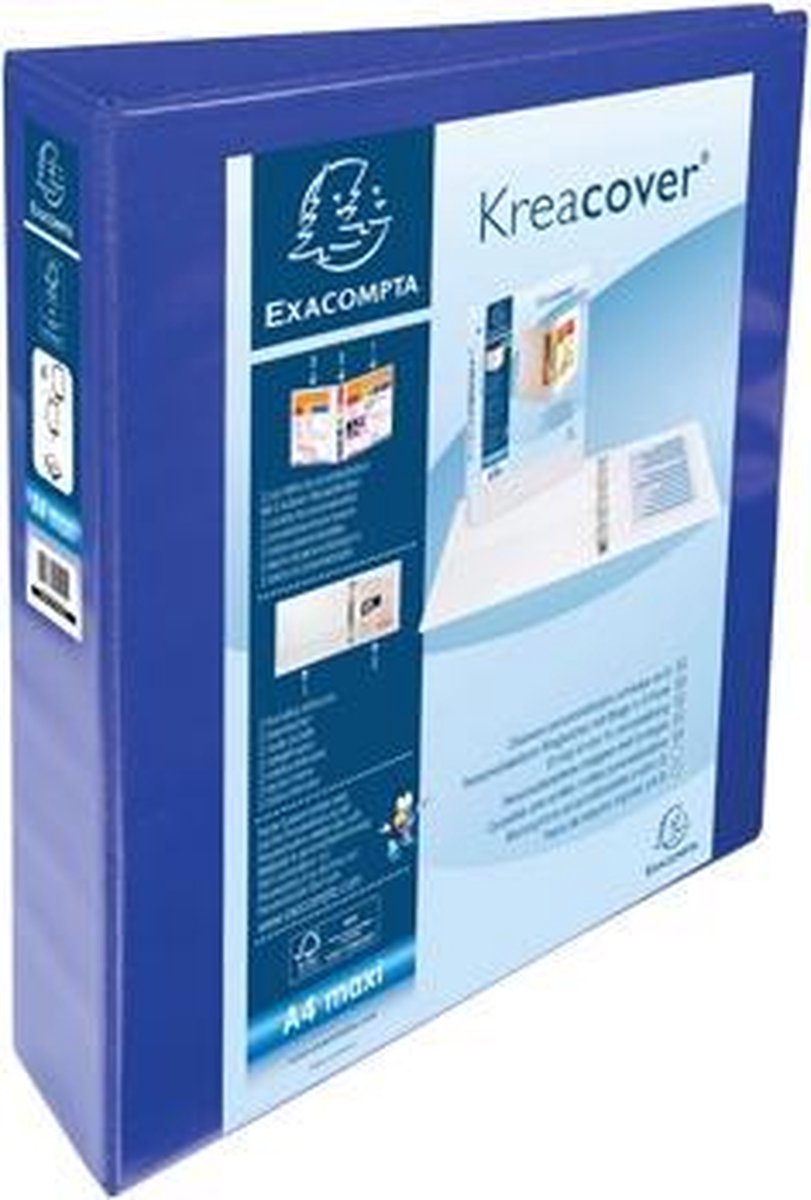 10 x Exacompta Präsentationsringbuch Kreacover A4 40mm 4 Ringe blau