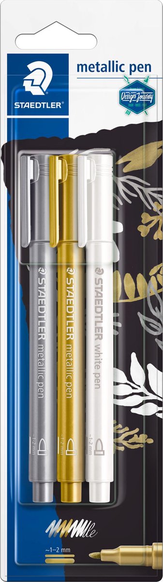 10 x Staedtler Layoutmarker 8323 Metallic pen ca. 1- mm weiß/gold/silb