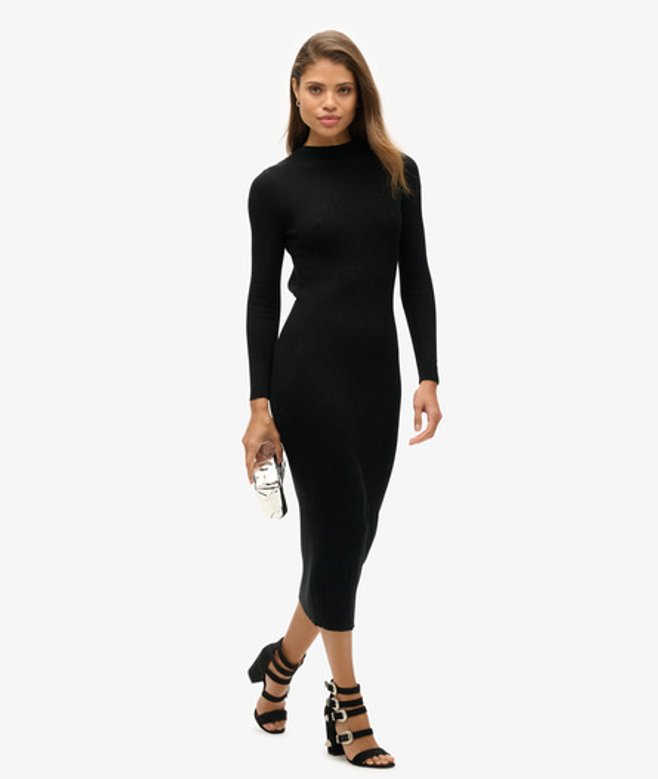 Superdry Damen Rückenfreies Bodycon-midikleid Schwarz - Größe: 44