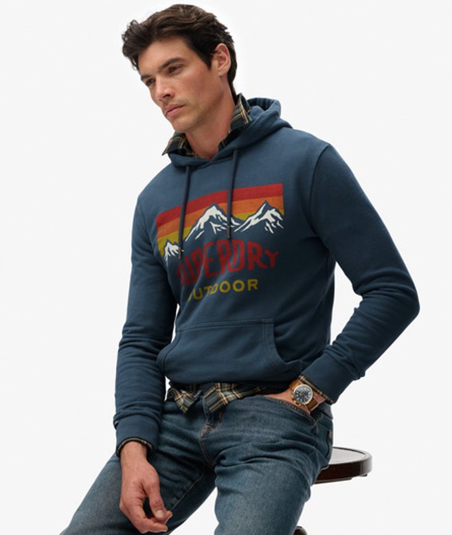 Superdry Herren Lässiges Mountain Hoodie Blue - Größe: S