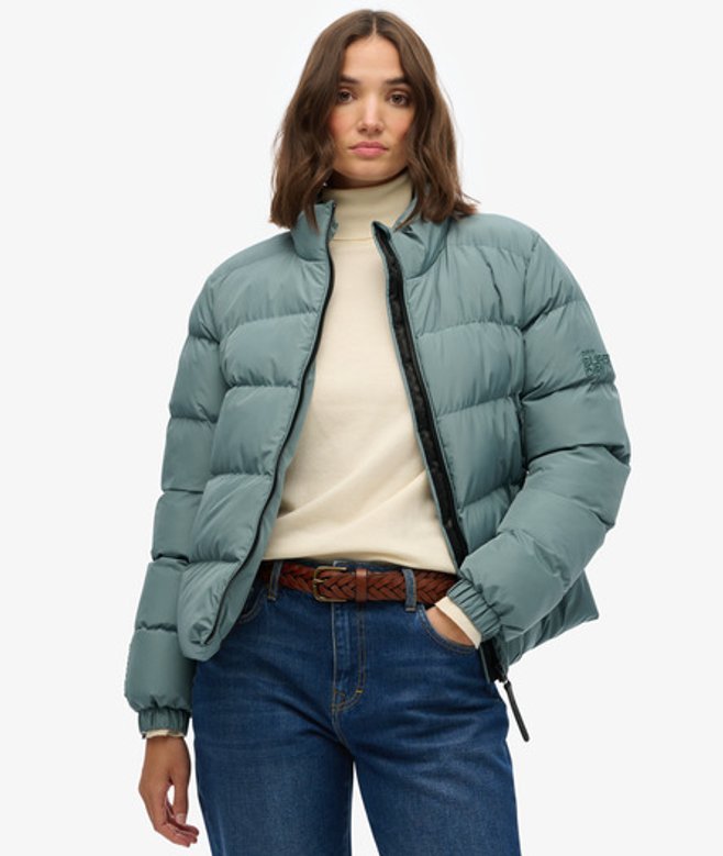 Superdry Damen Sports Steppjacke Ohne Kapuze Blue - Größe: 46