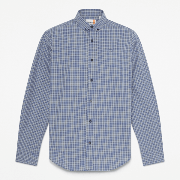 Timberland - Camicia in Popeline a Quadri Micro da Uomo blu, Uomo, blu, Taglia: XXL