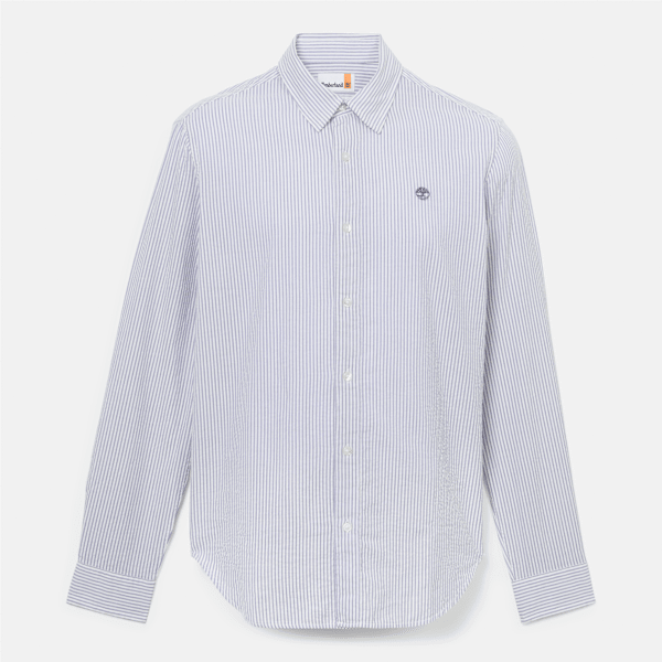 Timberland - Camicia in Seersucker a Maniche Lunghe a Righe da Uomo in blu, Uomo, blu, Taglia: L