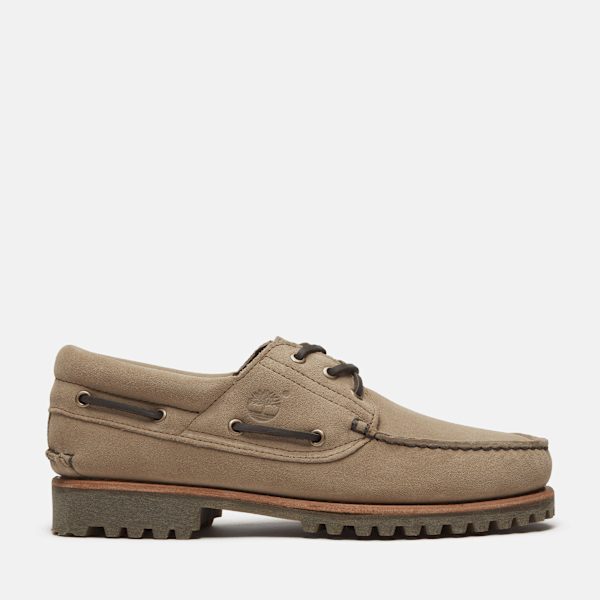 Timberland - Scarpa da Barca Timberland Mix Tape Authentic 3-Eye Lug da Uomo in beige, Uomo, beige, Taglia: 42
