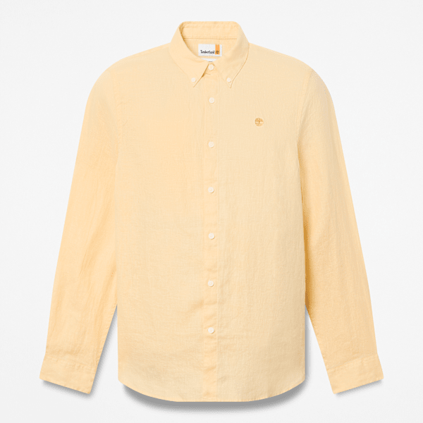 Timberland - Camicia in Lino Mill Brook da Uomo in giallo, Uomo, giallo, Taglia: S