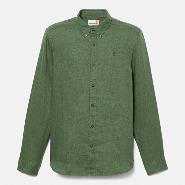 Timberland - Camicia in Lino Mill Brook da Uomo in verde scuro, Uomo, verde, Taglia: L