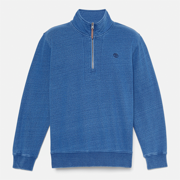 Timberland - Felpa con Zip a un Quarto Indigo da Uomo in blu, Uomo, blu, Taglia: S