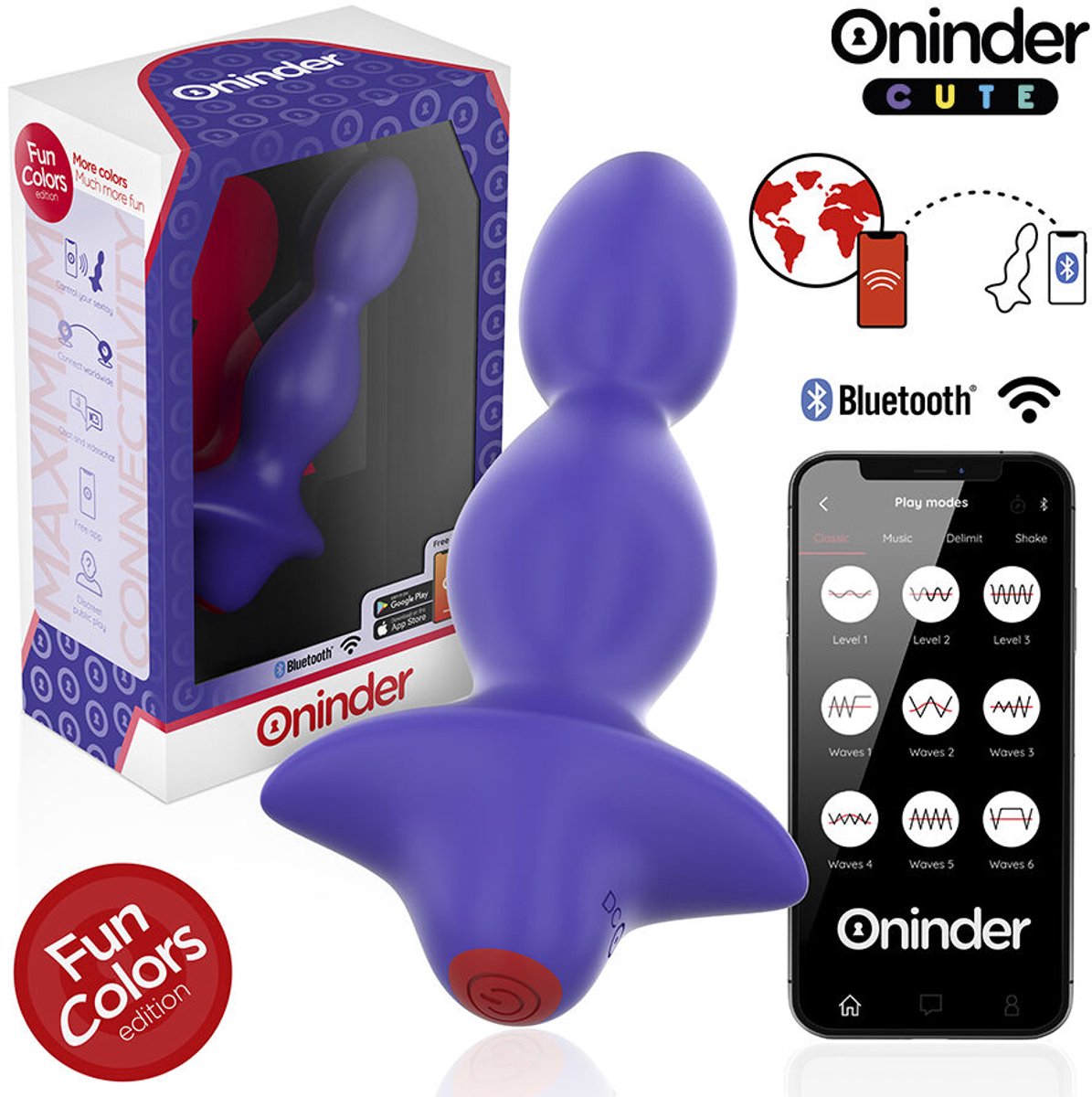 Oninder Cute Love Butt Vibrador Plug Anal Dilatador Con App 13 Cm