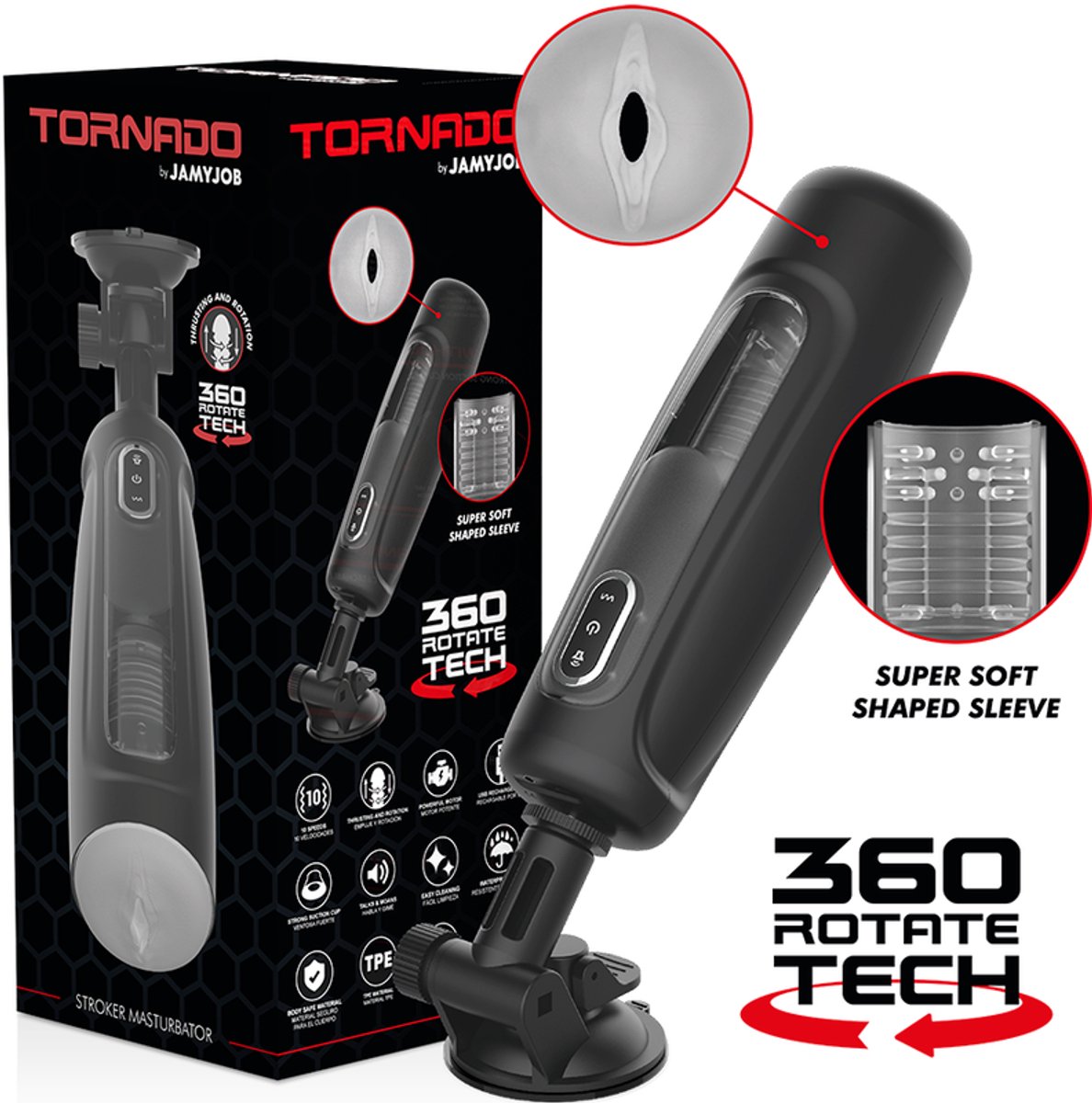 Jamyjob Tornado Masturbador 360 Rotate Tech