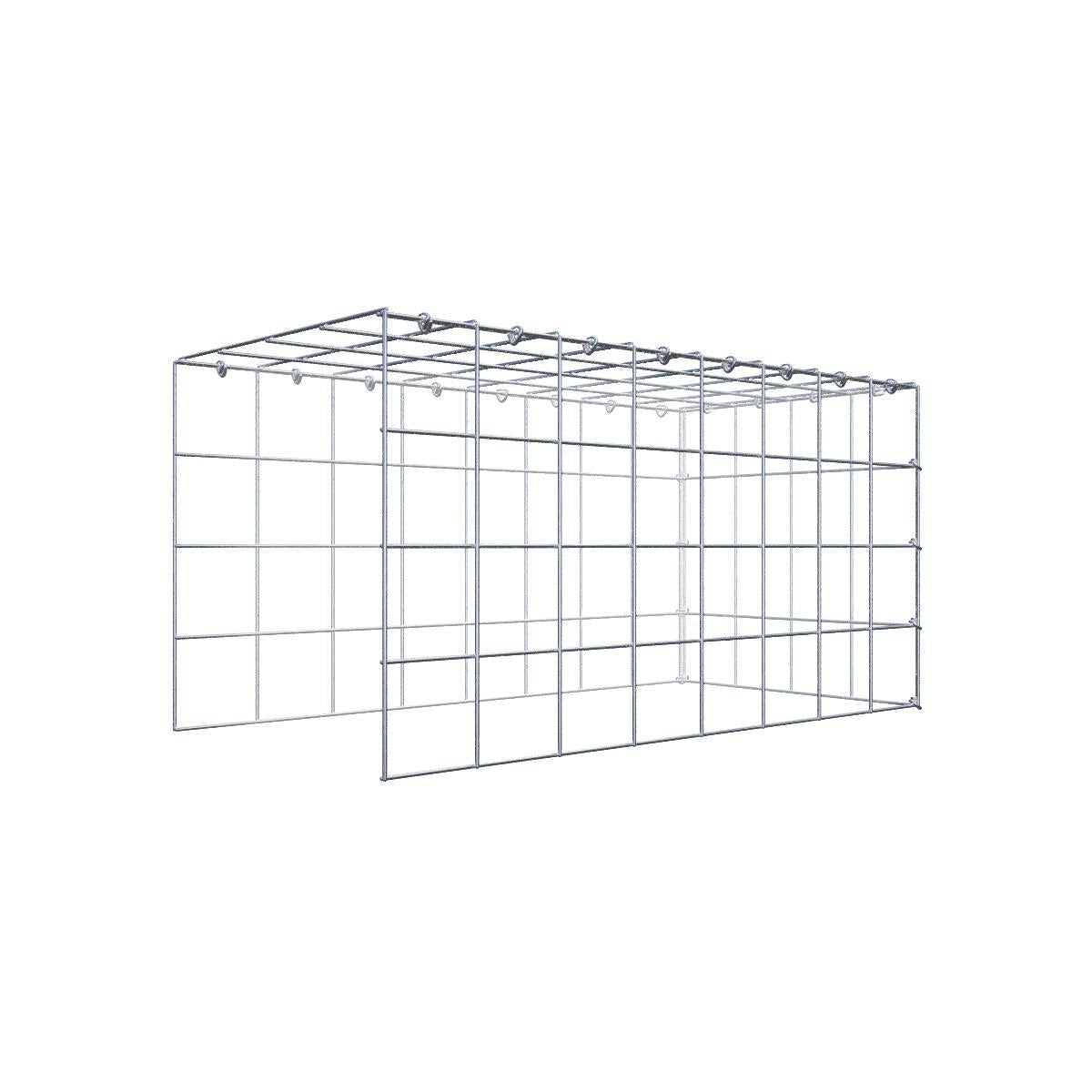 Typ 3 påbyggnadsgabion 100 cm x 50 cm x 50 cm (L x H x D), maskstorlek 10 cm x 10 cm, C-ring