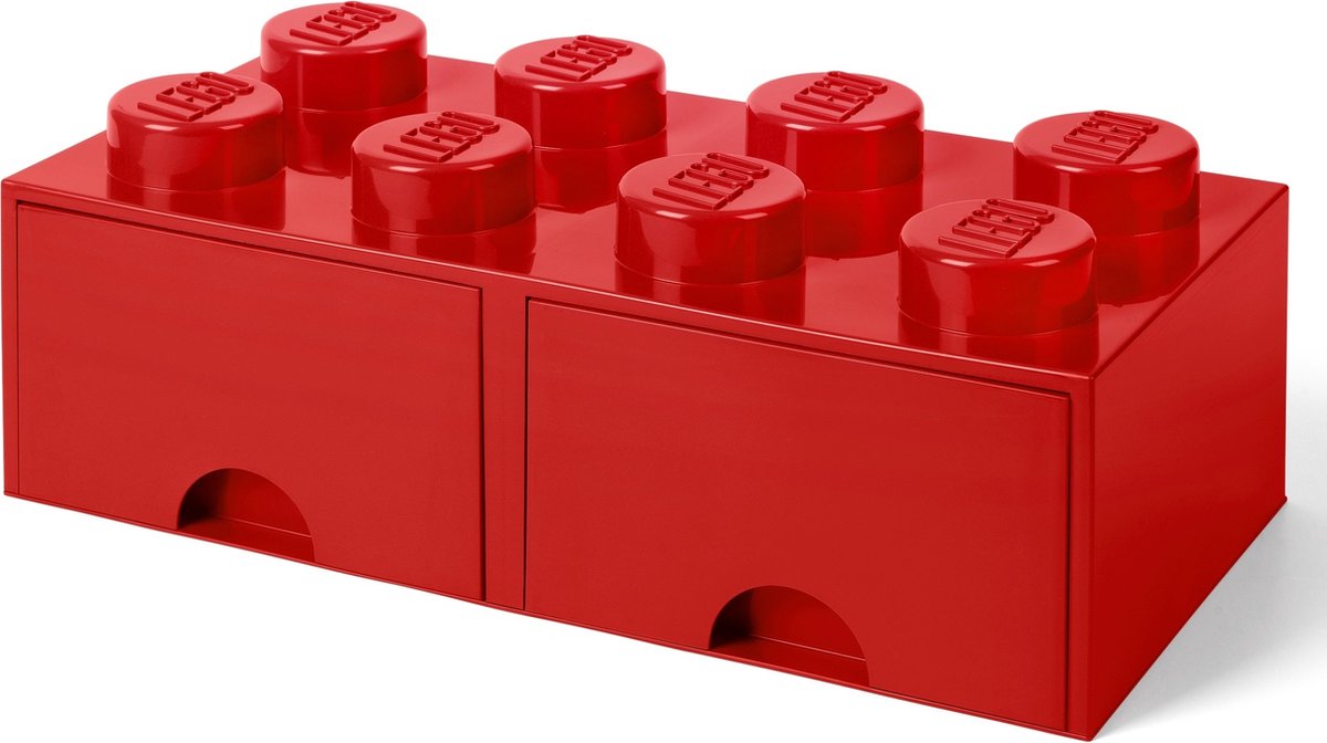 Ladrillo de almacenamiento rojo de 8 espigas con cajones LEGO