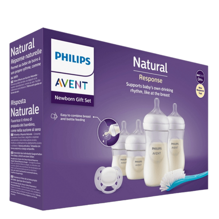 Philips Avent Natural Response Newborn Baby Gift Set With Baby Bottles, Soother & Brush