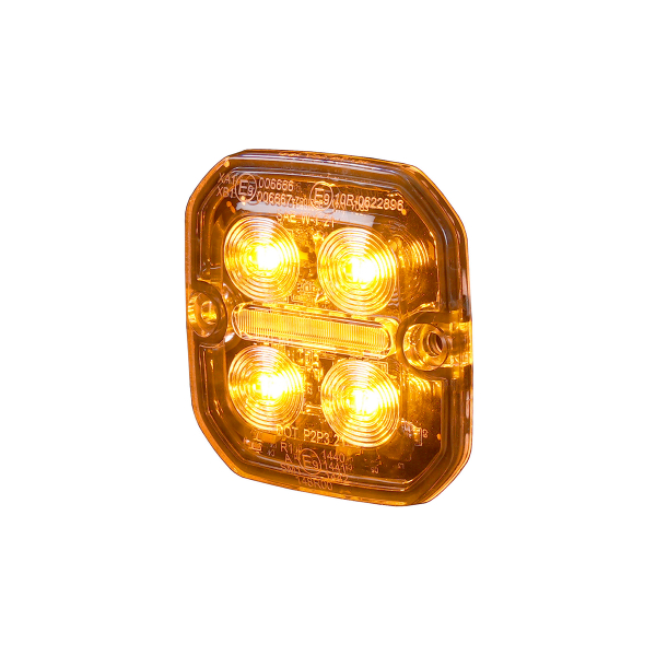 Warning light / Position light PURELUX Strobe Ultra Slim Square - White/Red / 12/24V / 8W / 60 mm, 2 pcs