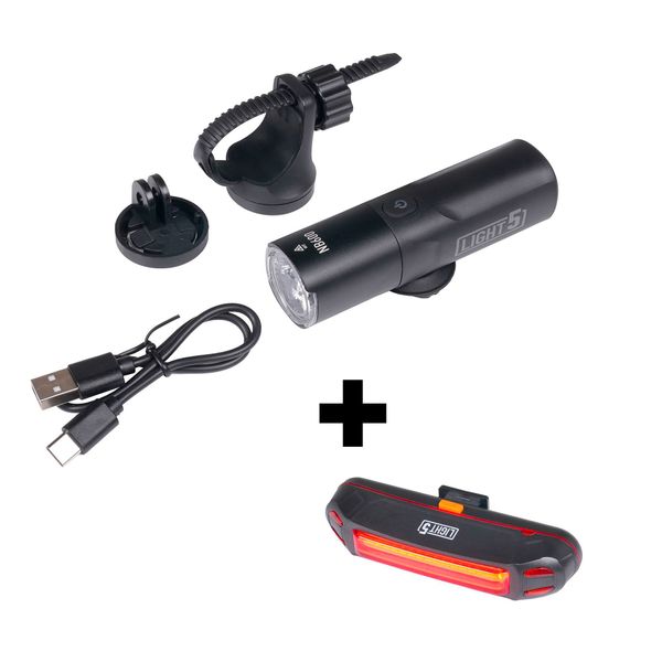 Bike light LIGHT5 NB600 - 600 lm / Rechargeable, Front light + Light5 Streak tail light