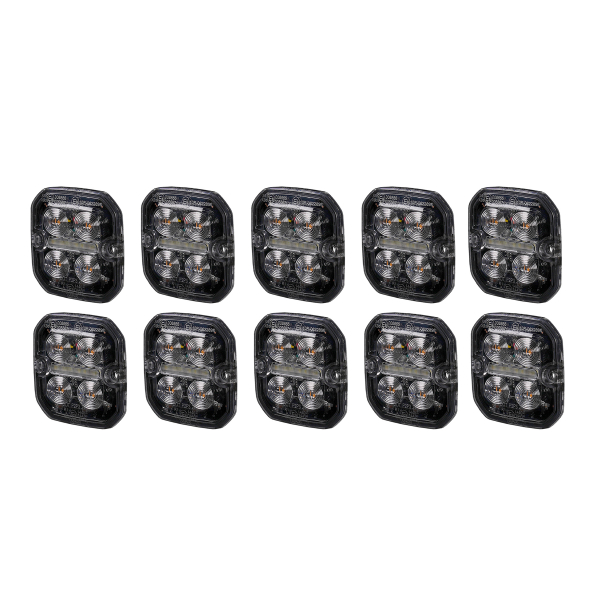 Warning light / Position light PURELUX Strobe Ultra Slim Square - Amber/Red / 12/24V / 8W / 60 mm, 2 pcs