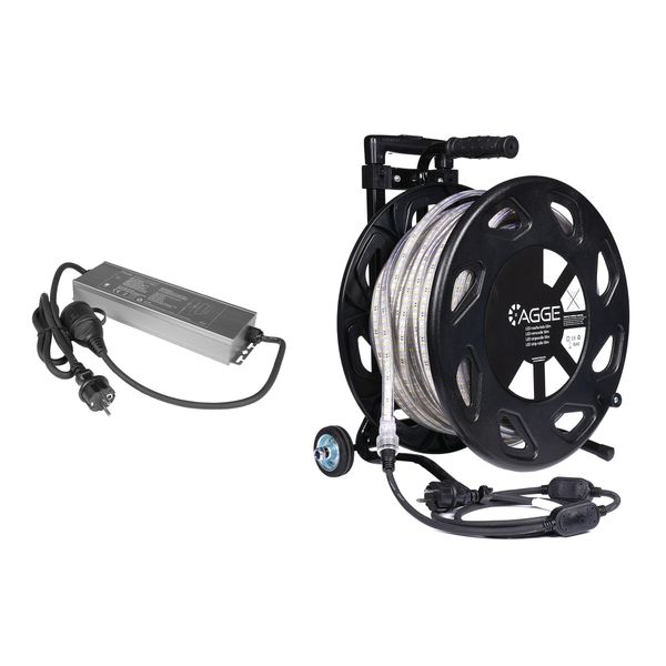 LED strip / Work light AGGE 230V - 1500 lm/m, 50 m - Reel, Strip with power cord