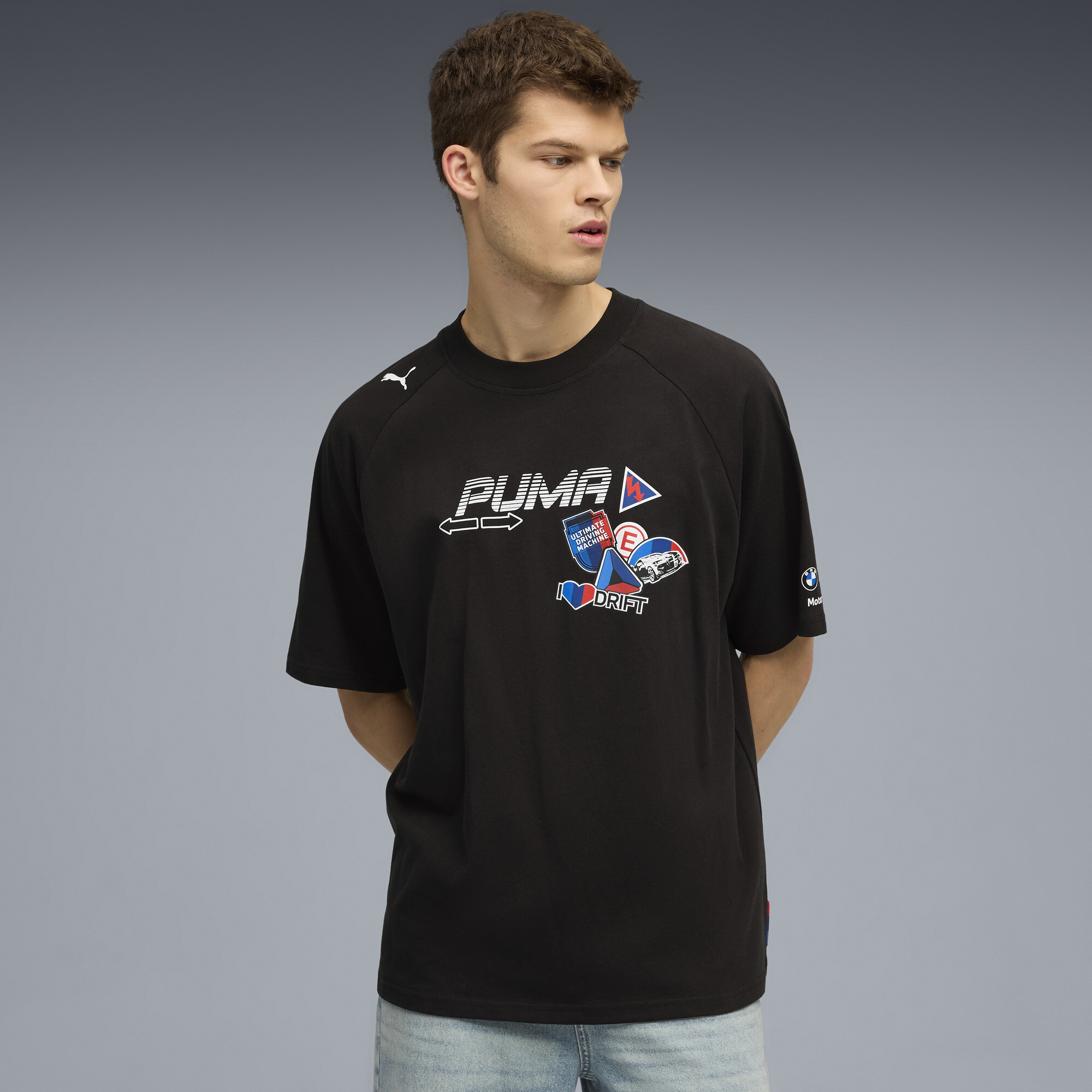 PUMA BMW M Motorsport Sticker T-Shirt Herren, Kleidung, Schwarz, L