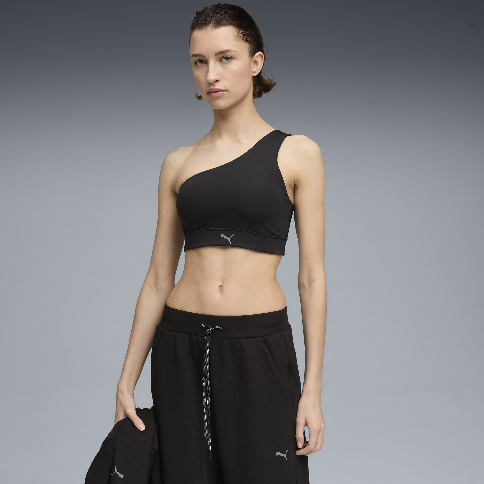 PUMA SHAPE Asymmetrischer BH Damen, Kleidung, Schwarz, S