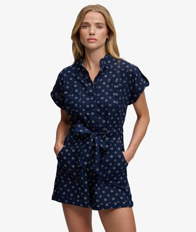 Superdry Damen Utility-playsuit mit Gürtel Navy - Größe: 38
