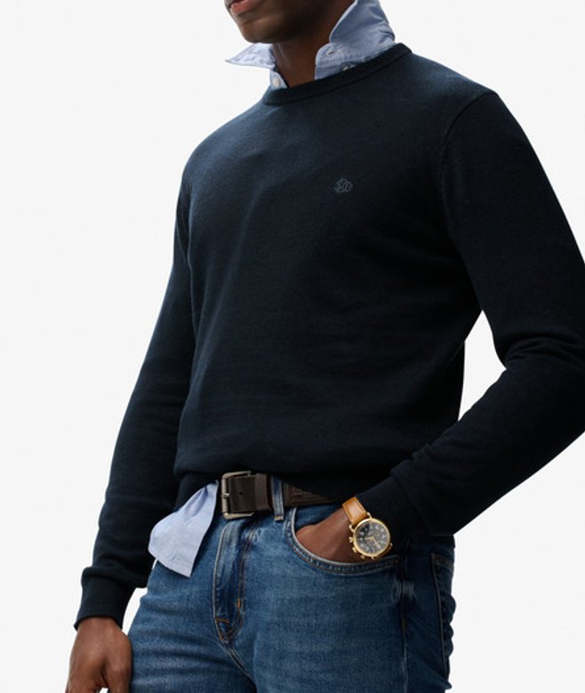 Superdry Herren Essentials Baumwollpullover Navy - Größe: S