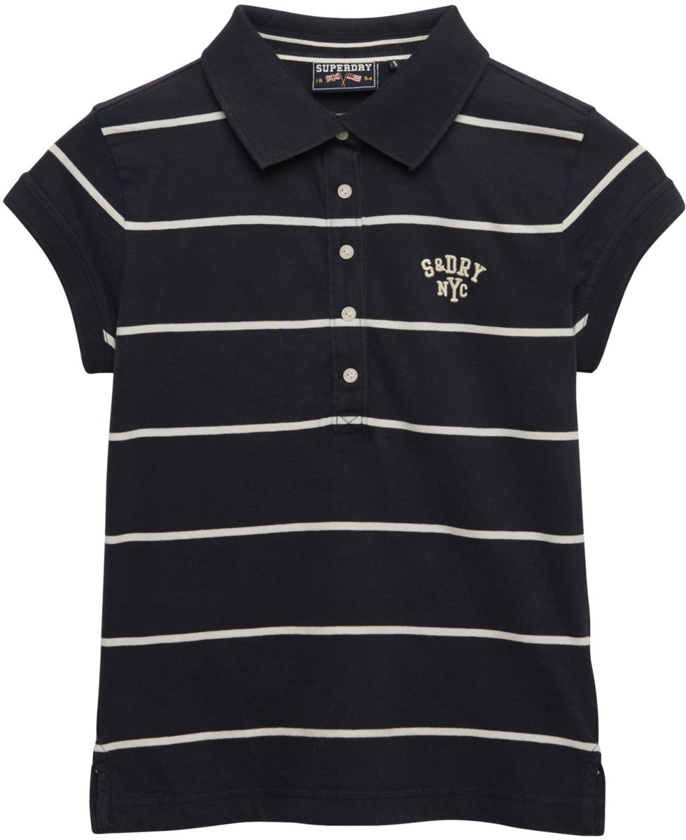 Superdry Damen Athletic Essentials Gestreiftes Jersey-poloshirt Navy - Größe: 42