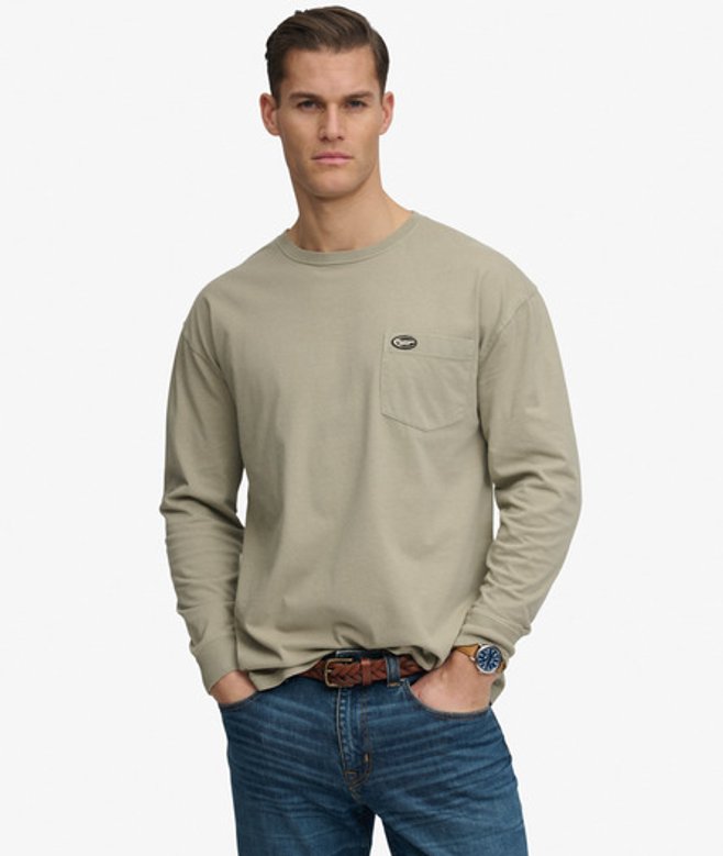 Superdry Herren Langärmliges T-shirt mit Tasche Green - Größe: Xxl