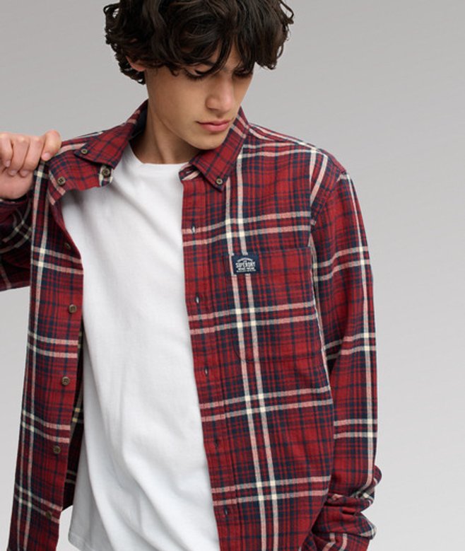 Superdry Herren Langärmliges Baumwoll-holzfällerhemd Red - Größe: L