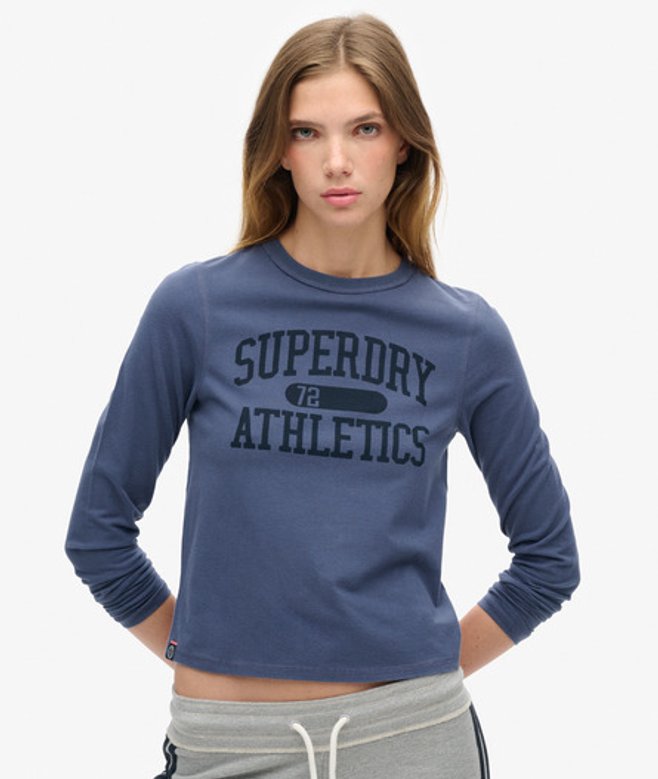 Superdry Damen Schmales Athletic Essentials Ringel-langarmshirt Marineblau - Größe: 40
