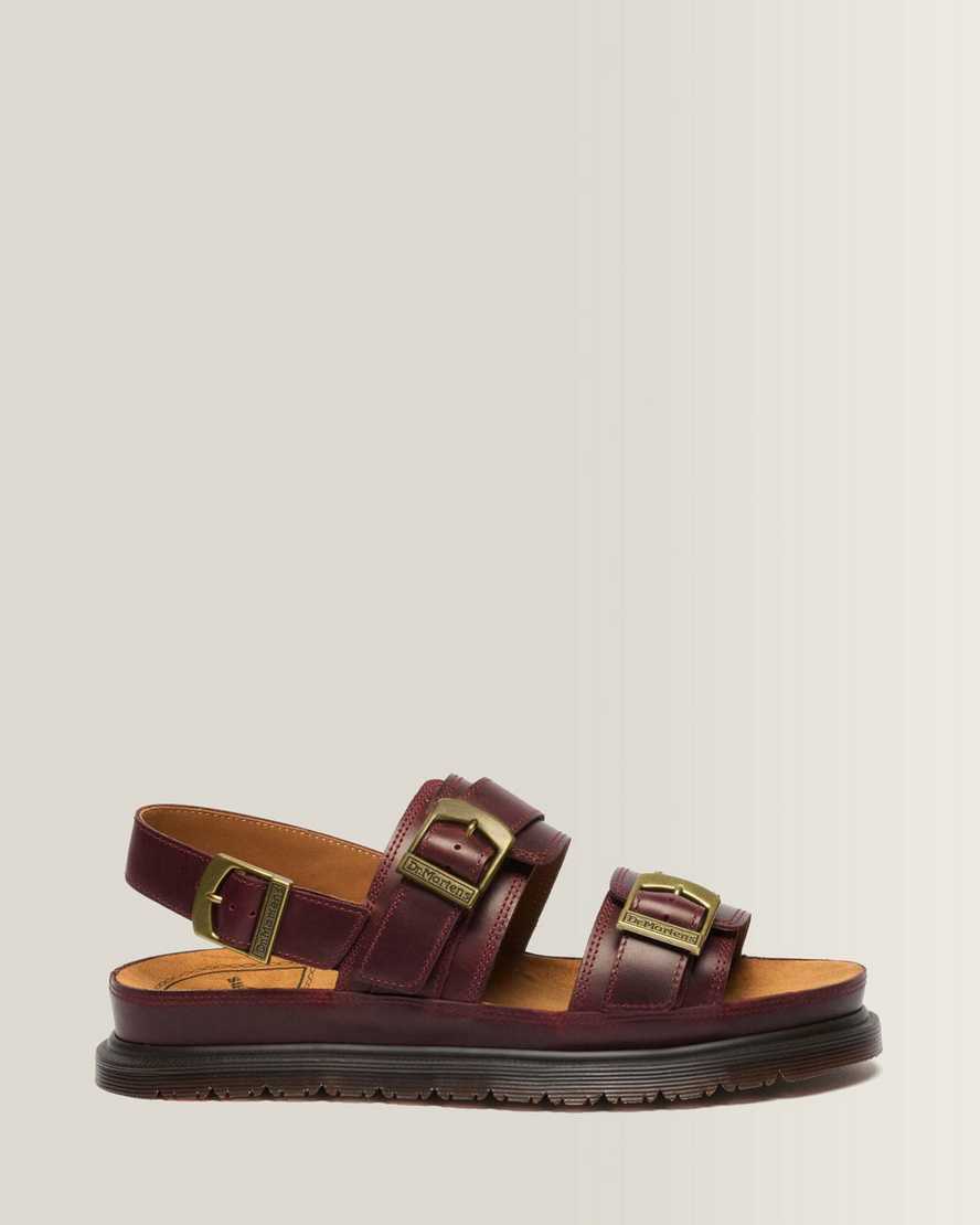 Dr. Martens San Two Strap Leder Sandalen in Rot, Größe: 38