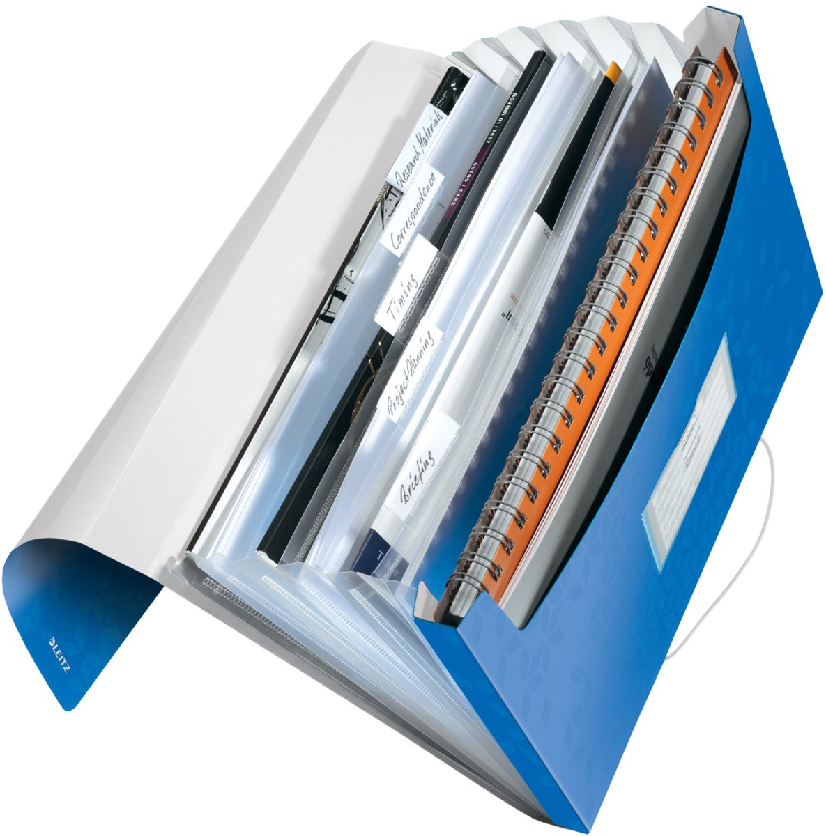 5 x Leitz Projektmappe Wow A4 PP 6 Fächer blau metallic