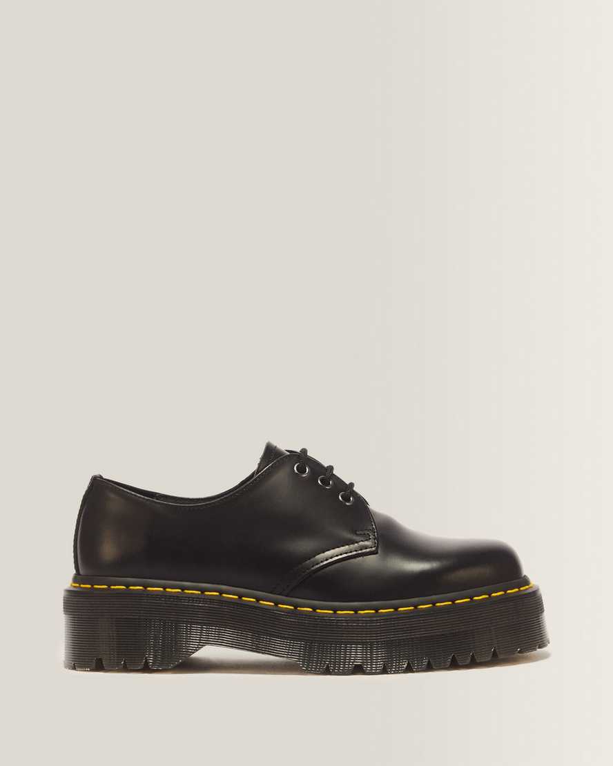Dr. Martens 1461 Quad Leder Plateauschuhe in Schwarz, Größe: 44