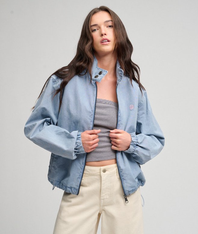 Superdry Damen Cotton Harrington Jacke Blue - Größe: 42