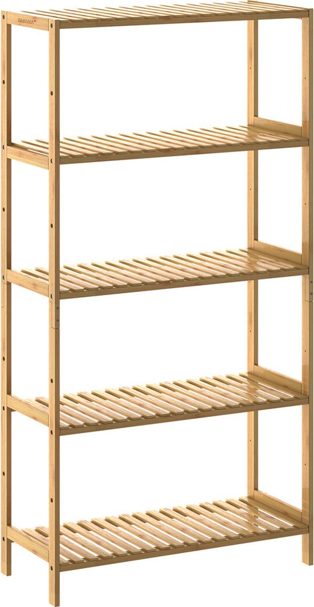 Regał łazienkowy Bambusowy 5 półek 130x60x26 Z Regulacją