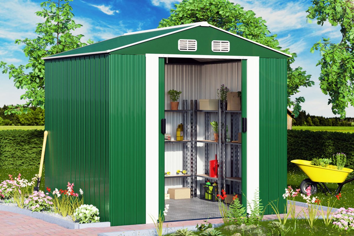 Szopa ogrodowa Zielona Metalowa 260x205x180cm