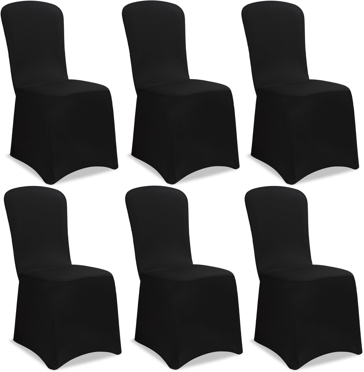 Zestaw 6 czarnych pokrowców na krzesła OEKO-TEX®