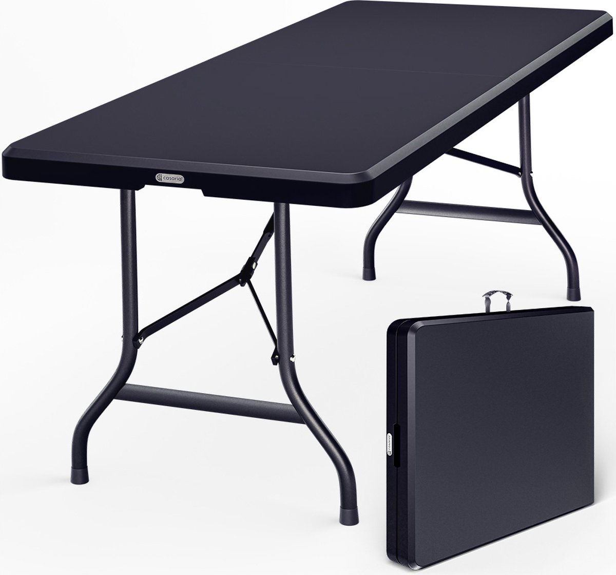 Stół bufetowy antracytowy Plastikowy 183x76cm Składany