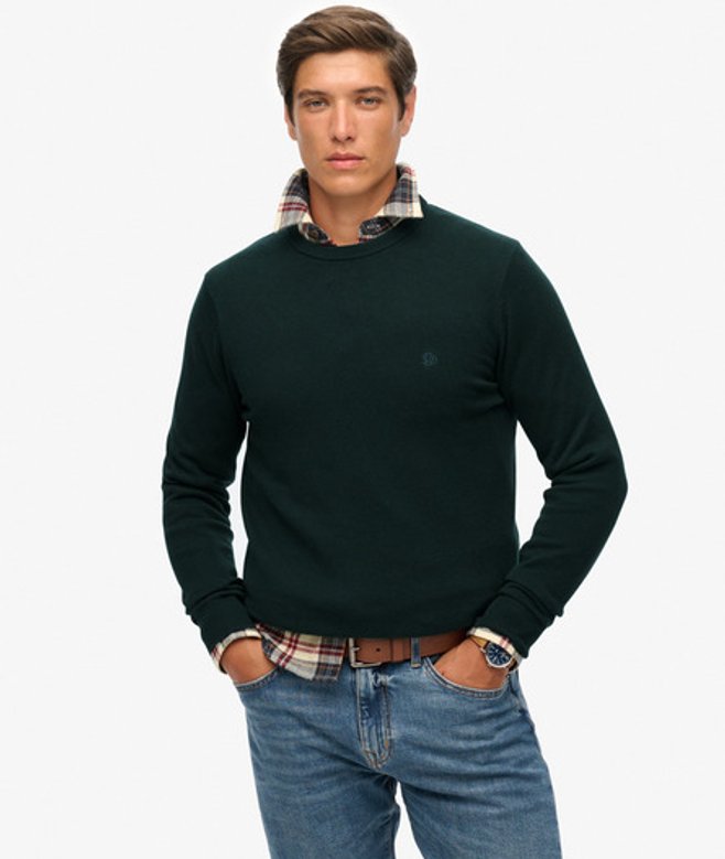 Superdry Herren Essentials Baumwollpullover Green - Größe: XL