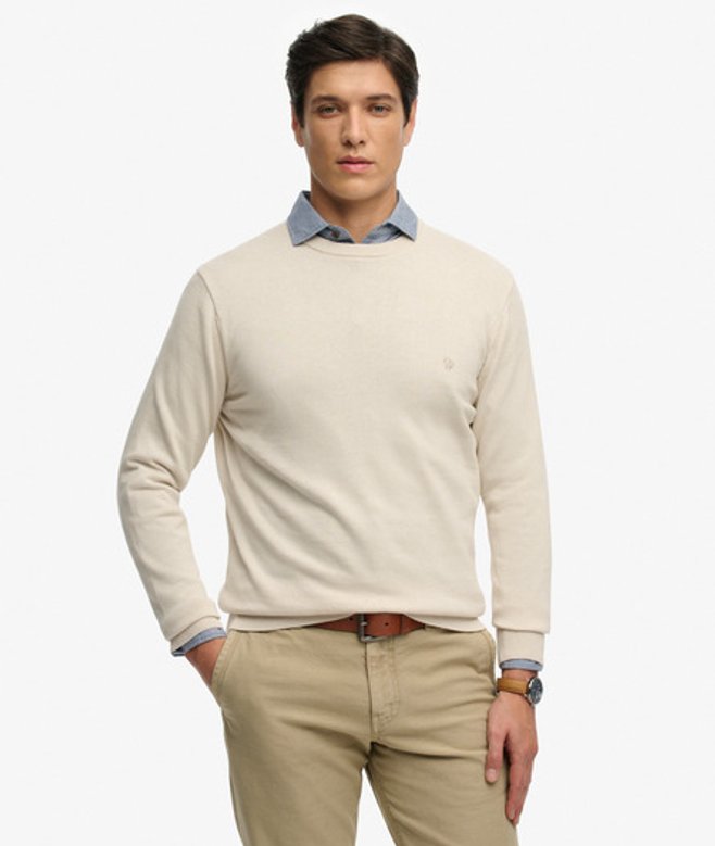 Superdry Herren Essentials Baumwollpullover White - Größe: Xxl