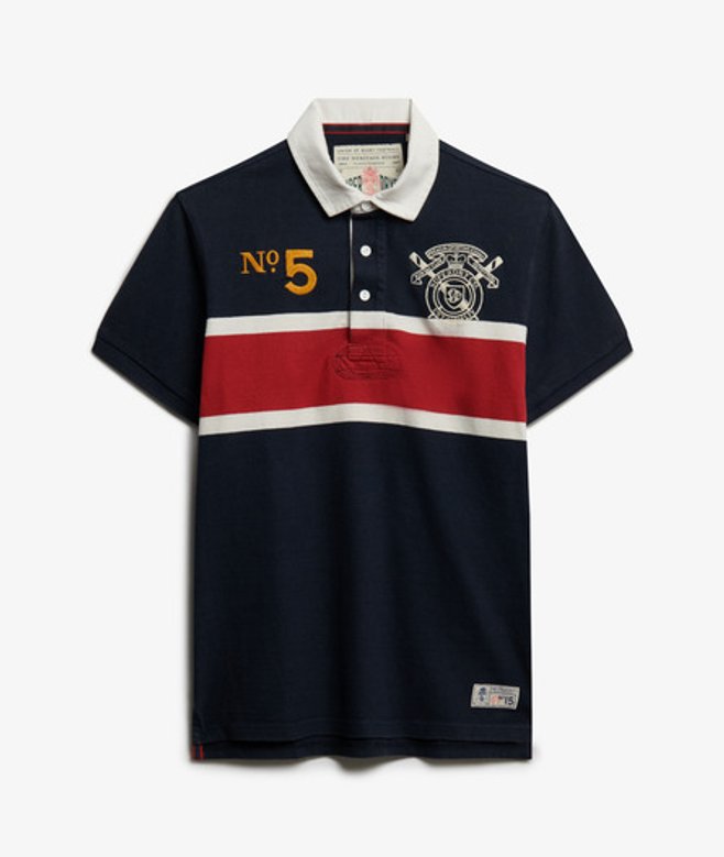 Superdry Herren Double Emblem Jersey Rugby-poloshirt Navy - Größe: XL