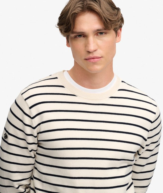 Superdry Herren The Merchant Store Breton-pullover Lockere Passform Cream - Größe: Xxl
